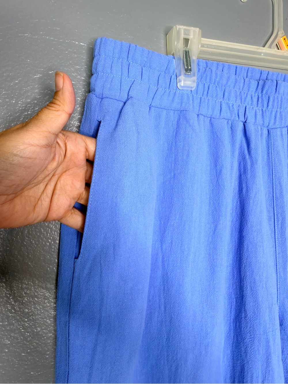 NWT 100% Cotton Ocean Drive Beach Euro Vacation Blue Wide Leg Pants size Large - Picture 3 of 6